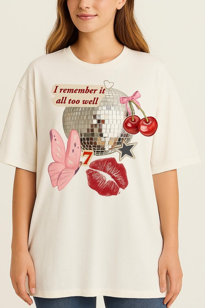 Cherry kisses oversized tee