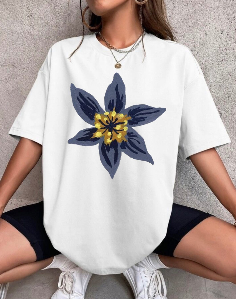 Blue flower oversized tee