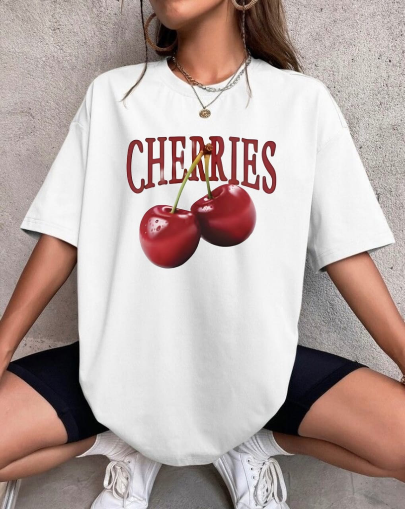 Cherry print oversized tee