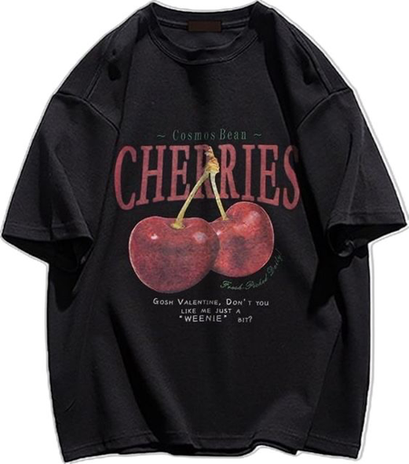Unisex cherry print oversized tee